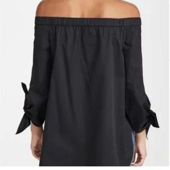 Free People Tie Sleeve Off The Shoulder Strapless Navy Black Top (Ladies Size M) - Picture 5 of 9